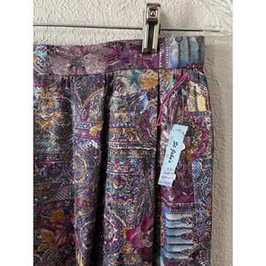 VTG NWT 90s Floral Metallic Midi Skirt Metallic Size 6 Cloak of Many Colors Pink